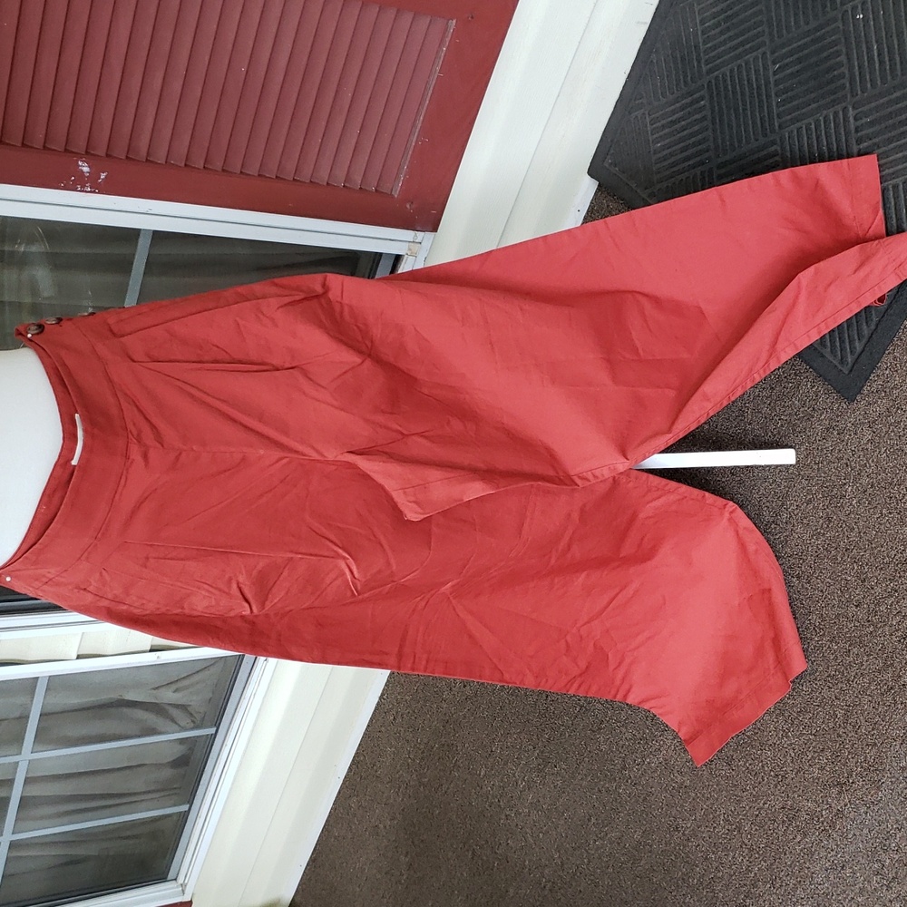 LOFT Wide Leg Pants in Rust Red